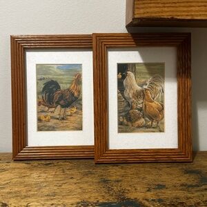 Rustic Rooster Art Prints in Wooden Frames